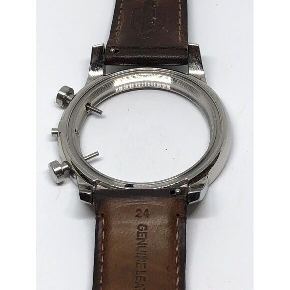 Diesel Black Genuine Leather Watch Band Use For Parts W/ Crystal 20mm J231 - Picture 5 of 7